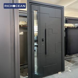 <span class=keywords><strong>Porte</strong></span> d'Entrée Principale de Luxe en Aluminium Coulé Noir, <span class=keywords><strong>Blindée</strong></span>, pour Villa, Sécurité Renforcée, en Métal - Product Image 2