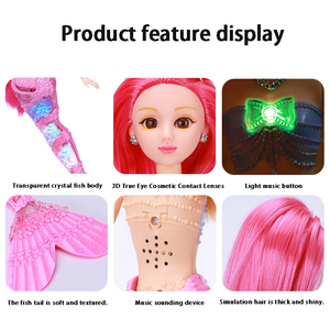 2024 ánh sáng mới âm nhạc 3D mắt thật pha lê Nàng Tiên Cá Đồ chơi búp bê trẻ em và bé gái chơi nhà quà tặng sinh nhật hộp - Product Image 6