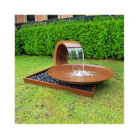 Table à eau ronde en acier Corten Paysage Fontaine à eau en acier rouillé Caractéristique de l'eau Ornement de jardin