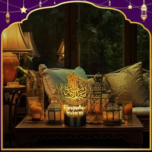 Venta al por Mayor, Stock Disponible para Envío, Decoración Islámica para la Fiesta de Ramadán Mubarak, Luz Nocturna LED Musulmana con Control Remoto, Blanco Cálido - Product Image 3