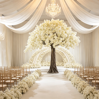 Arbre artificiel personnalisé de fleurs de cerisier rouge vif, fausse fleur de Sakura pour la décoration de scène de mariage, hôtel, banquet, événement