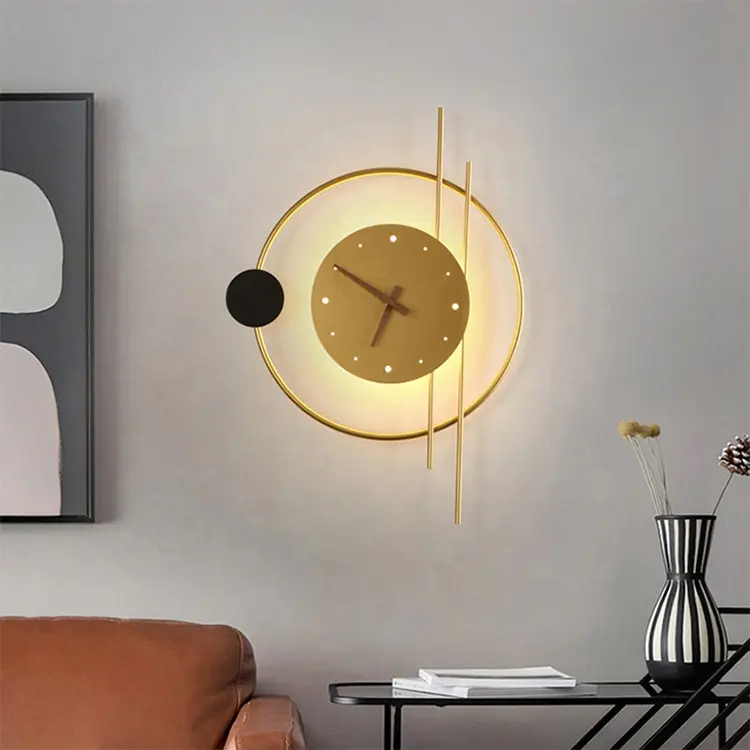 현대 북유럽 시계 벽 램프 간단한 진짜 시계 거실 침실 연구 모델 방 복도 전시장 벽 램프