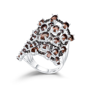 Anillo de Plata 925 con Incrustaciones de Piedras Preciosas y Cristales, Serie Vintage, Alta Elegancia, Venta Directa de Fábrica, Disponible - Product Image 1