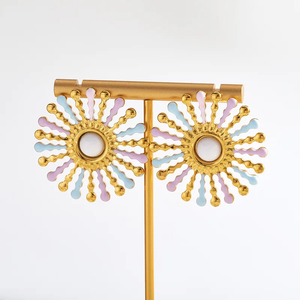 Pendientes de Corazón con Fuegos Artificiales al por Mayor para Mujer, Chapados en Oro PVD con Esmalte, Acero Inoxidable 304, Joyería de Moda - Product Image 5