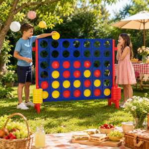 Giant <b>4</b> in a Row Outdoor <b>Connect</b> Game Set with <b>Large</b> Plastic Board and Rings for Family Party Backyard Game - Product Image 3