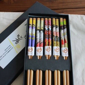 Handmade Japanese Chopsticks Reusable Natural Bamboo Chopstick with Box 5 Pairs Gift Set