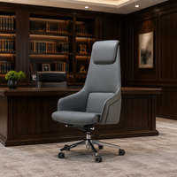 Chaise de bureau de direction de luxe à dossier haut en cuir PU, ergonomique, moderne, réglable en hauteur, pivotante, pour bureau à domicile