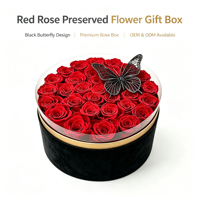 Boîte Ronde de Roses Éternelles en Gros – Cadeau de Fleurs Préservées Rouge OEM/ODM pour la Saint-Valentin, Anniversaire, Fête des Mères, Décoration de Chambre