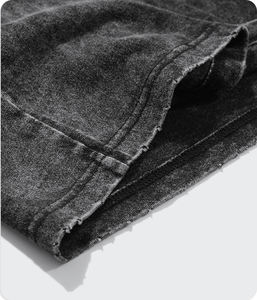 उच्च सड़क पुरुष ओवरसाइज बुना हुआ काले पुराने धोने यूरोपीय पुरुषों की छोटी आस्तीन टी-शर्ट - Product Image 5