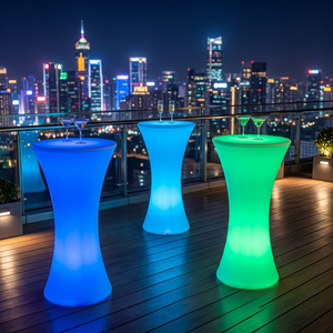 Muebles de Bar LED para Club Nocturno, Lounge o Exterior, Mesa Alta para Cócteles, Sillas y Mesas Redondas LED para Eventos, Fiestas y Jardín - Product Image 1