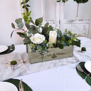 Imbiancato Rettangolare Scatola di Finestra <span class=keywords><strong>Fioriera</strong></span> Box Centrotavola di Fiori <span class=keywords><strong>Piante</strong></span> <span class=keywords><strong>Grasse</strong></span> Rustico <span class=keywords><strong>Fioriera</strong></span> In Legno Per La Decorazione di Nozze - Product Image 6