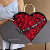 Boîte cadeau souvenir en forme de cœur avec serrure à main INUNION pour la Saint-Valentin, type dossier avec emballage cadeau de fleurs de rose