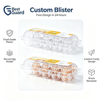 Barquette à œufs en plastique transparent de qualité alimentaire, personnalisable, résistante aux chocs, avec cavités sur mesure, emballage jetable en blister