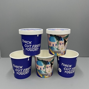 Tùy chỉnh in dùng một lần Ice Cream cup container với nắp cho Milkshake sữa chua đông lạnh mì Cookies bánh mì kẹp thịt kẹo mút - Product Image 4