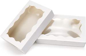 Caja <span class=keywords><strong>de</strong></span> Galletas <span class=keywords><strong>Kraft</strong></span> Blanca Premium Pequeña <span class=keywords><strong>con</strong></span> <span class=keywords><strong>Ventana</strong></span> Transparente para Empacar Postres, Dulces, para Bodas, Fiestas, Navidad, Cumpleaños - Product Image 4
