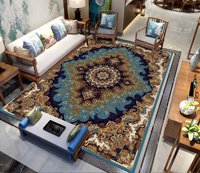 Tapis de salon en polyester à motifs floraux bohèmes, fabriqués à la machine, épaisseur 6 mm, avec support en PVC, design moderne, doux, antidérapant, adaptés aux animaux domestiques