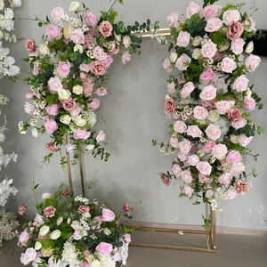 D-FR172 Camino de mesa artificial de flores rosas al por mayor, camino de mesa de rosas, camino de flores para pasillo, camino de flores de seda para decoración de eventos - Product Image 1