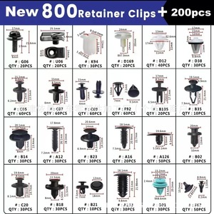 Clips de fixation automatiques 800 pièces avec ensemble d'outils 200 pièces pour la réparation et le remplacement des panneaux de carrosserie automobile - Product Image 2