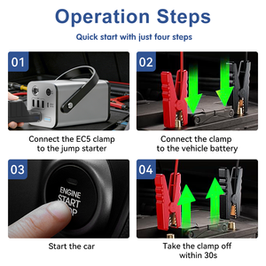 Démarreur Portable d'Urgence 12V pour Voiture, Chargeur Booster de Batterie au Lithium Multifonctionnel avec Banque d'Alimentation Mini - Product Image 4