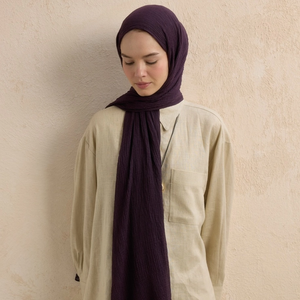 Hijab froissé modal de luxe pour femmes impression de blocage de couleur écharpe respirante légère conception extensible tenue quotidienne bureau musulman - Product Image 2