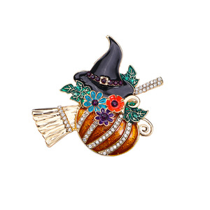 Broche fantaisie d'Halloween avec strass et émail, accessoire de bijouterie pour festival - Product Image 4