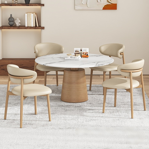 Chaise de salle à manger portable et amovible de style nordique moderne et simple, en bois, avec dossier rembourré de luxe, idéale pour la maison, l'appartement et l'hôtel - Product Image 2