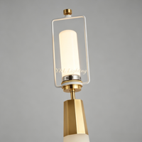 Lampe de bureau décorative moderne et simple, à abat-jour conique en onyx naturel et laiton, réglable, pour chambre, salon, maison