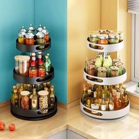 Étagère de rangement multifonctionnelle à 360 degrés, style moderne, double niveau, pour épices de cuisine, assaisonnement ménager