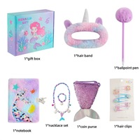 Cuaderno de Peluche con Diseño de Cola de Sirena de Dibujos Animados para la Vuelta al Cole, Diario Infantil, Pulsera, Bolsa, Juego de Caja de Regalo para Niñas