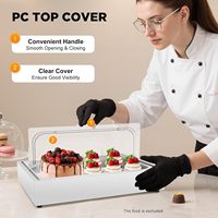 Plat de service buffet Liyunda en acier inoxydable argenté pour aliments froids, présentoir à sushi coréen avec couvercle transparent à rouleau pour hôtel
