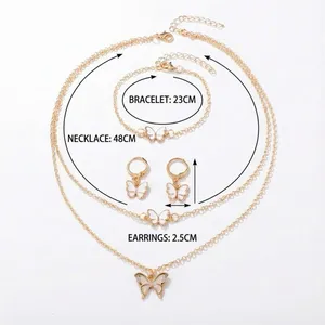 Set di Gioielli RINHOO con Orecchini Pendenti a Farfalla Smaltati Colorati, Bracciale e Collana, Elegante e Carino Set di Gioielli da Matrimonio per Uomo e Donna - Product Image 6