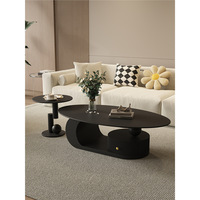 Table basse ovale moderne décorative avec plateau en verre et structure en fer, table d'appoint pour petit salon, mobilier de maison