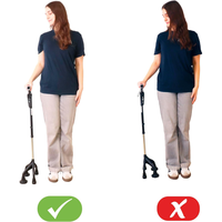Bastón Cuádruple Reforzado, Ergonómico y Ajustable de 4 Patas, Color Gris, Acero y Aluminio KMINA K10066