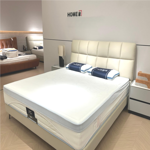 Lit King-Size Luxueux Haut de Gamme en Cuir de Vachette Pleine Fleur et Bois de Chêne, Mobilier de <span class=keywords><strong>Chambre</strong></span> Confortable, Vente en Gros - Product Image 3
