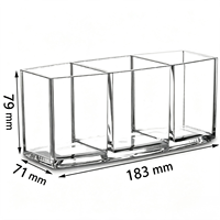 Support de Rangement de Bureau en Acrylique Transparent à 3 Compartiments pour Pinceaux de Maquillage, Organisateur Polyvalent pour Cosmétiques, Stylos et Brosses à Dents - Vente en Gros Usine