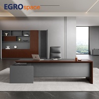EGROspace Mobilier de bureau professionnel Table de direction en bois plaqué en forme de L Bureau de direction de luxe pour cadre