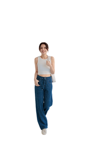 2024 mode bleu clair respirant Streetwear été doux taille moyenne droite Denim jean pour les filles - Product Image 4