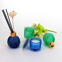 Bouteille diffuseur en verre cristal gaufré translucide bleu, rouge, vert, noir avec bouchon à vis 120 ml, emballage éco-responsable