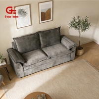 Sofá Cama Futón de Tela Gris Oscuro de Lujo, Relleno de Esponja, Plegable, de Dos Plazas, Convertible, para Sala de Estar, Mueble Moderno para Apartamento