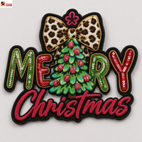 Nouvelle conception 2026 – Patch thermocollant personnalisé pour vêtements, broderie de sapins de Noël, grand motif en sequins et chenille