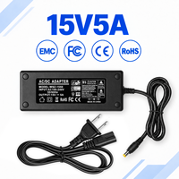 Adaptateur secteur de bureau 75W 15V 5A avec prise US, personnalisé, vente en gros d'usine, pour système de caméra CCTV et commutateur PoE