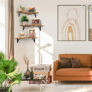 Estante de esquina flotante de hierro y Metal a la moda, estante de esquina de ducha de bambú para montaje en pared, estante de pared para Baño - Product Image 6