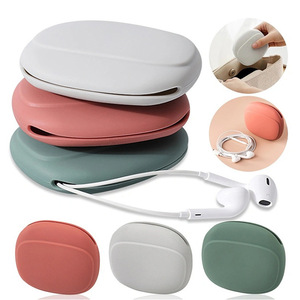 Sac de rangement pour écouteurs en silicone, organiseur de câbles portable, étui anti-perte pour écouteurs, couleur unie pour écouteurs et câbles de données - Product Image 1