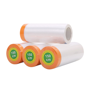 Pellicola Protettiva in PE ad Alta Viscosità con Nastro di Carta, Copertura Antipolvere per Mobili e Ristrutturazioni Domestiche - Product Image 1