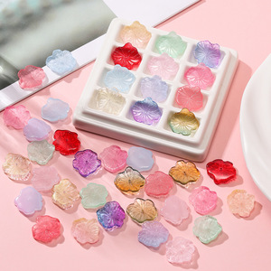 Perles de fleurs en verre transparent colorées, ensemble de 12 pièces pour la fabrication de bijoux, accessoires, fournitures artisanales - Product Image 1