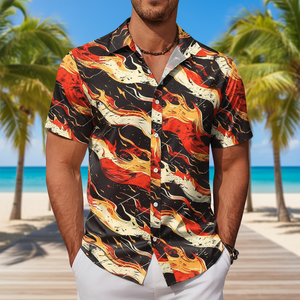 Chemises à manches courtes personnalisées en tissu infroissable, chemise Aloha boutonnée <span class=keywords><strong>pour</strong></span> hommes - Product Image 5