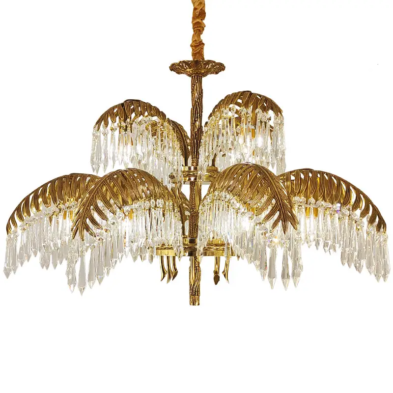 Lustre de luxo com pingente de bronze antigo, lustre de cristal de luxo, iluminação dourada, para teto