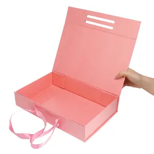 Various Options Gift Box Colorful Style Magnetic Double Opening Book Shape Box With Ribbon Carrying