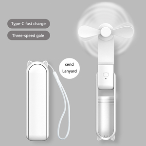 Mini ventilateur portable pliable 3-en-1 Type-C rechargeable 3 vitesses, coloré, mignon, de poche, 1-2 heures d'autonomie, modèle 2023 - Product Image 4