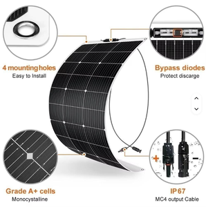 NUUKO 390W 395W 400W Monocrystalline Half Cell Flexible <b>Solar</b> Panel, Lightweight PV Module for <b>Solar</b> Power System, RV, Camping N - Product Image 2